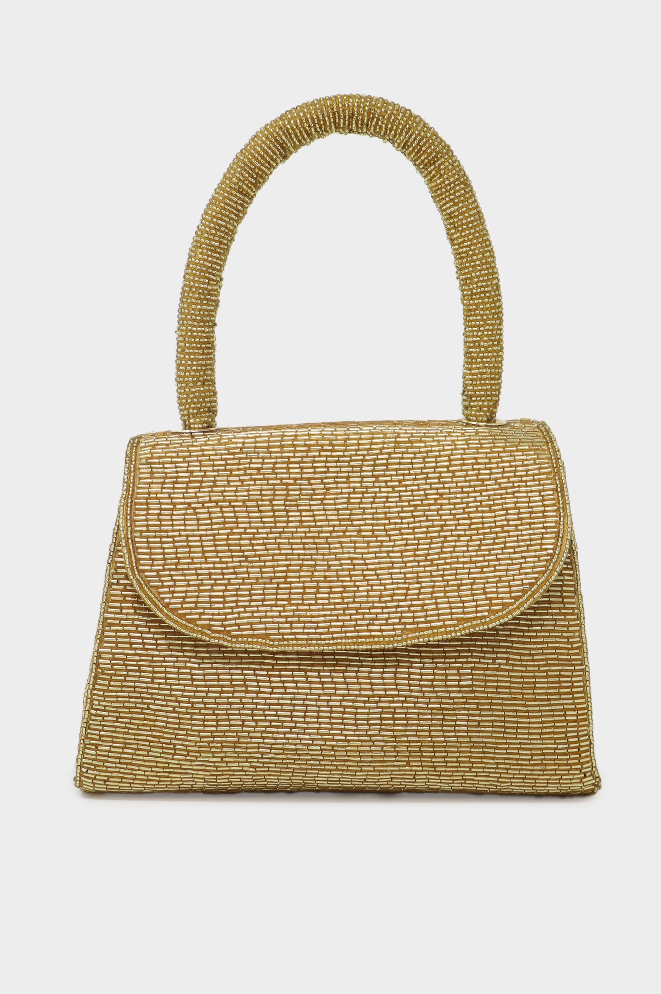 Aspiga Ladies Sustainable Beaded Silver Crossbody Handbag Light Gold Aspiga US