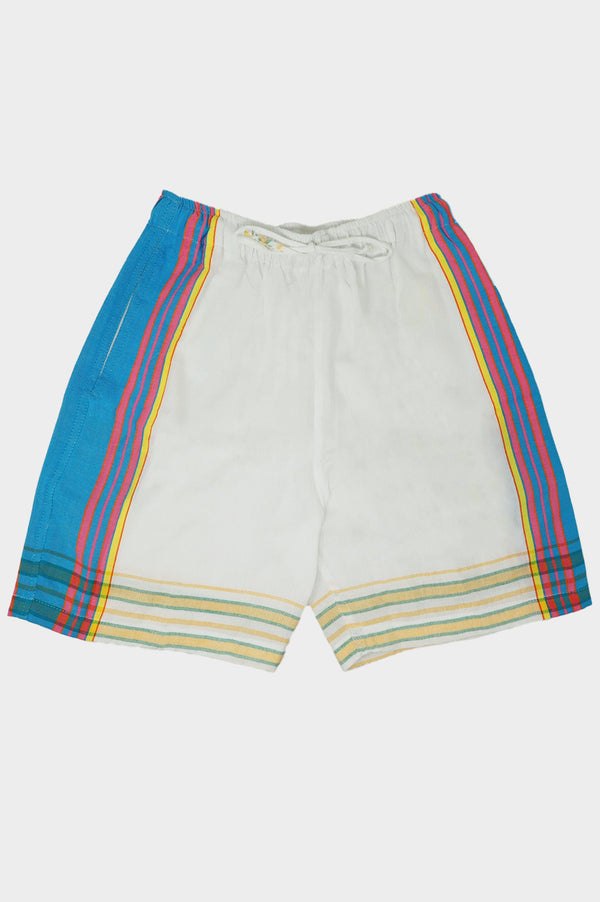 Kikoy Long Shorts | White/Turquoise