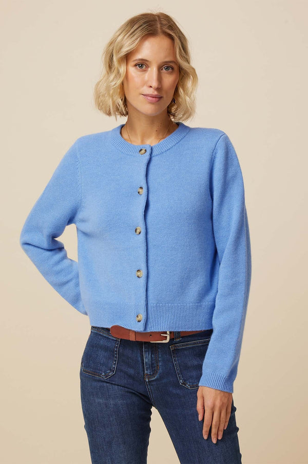 Merino Wool Brittany Cardigan | Serene Blue