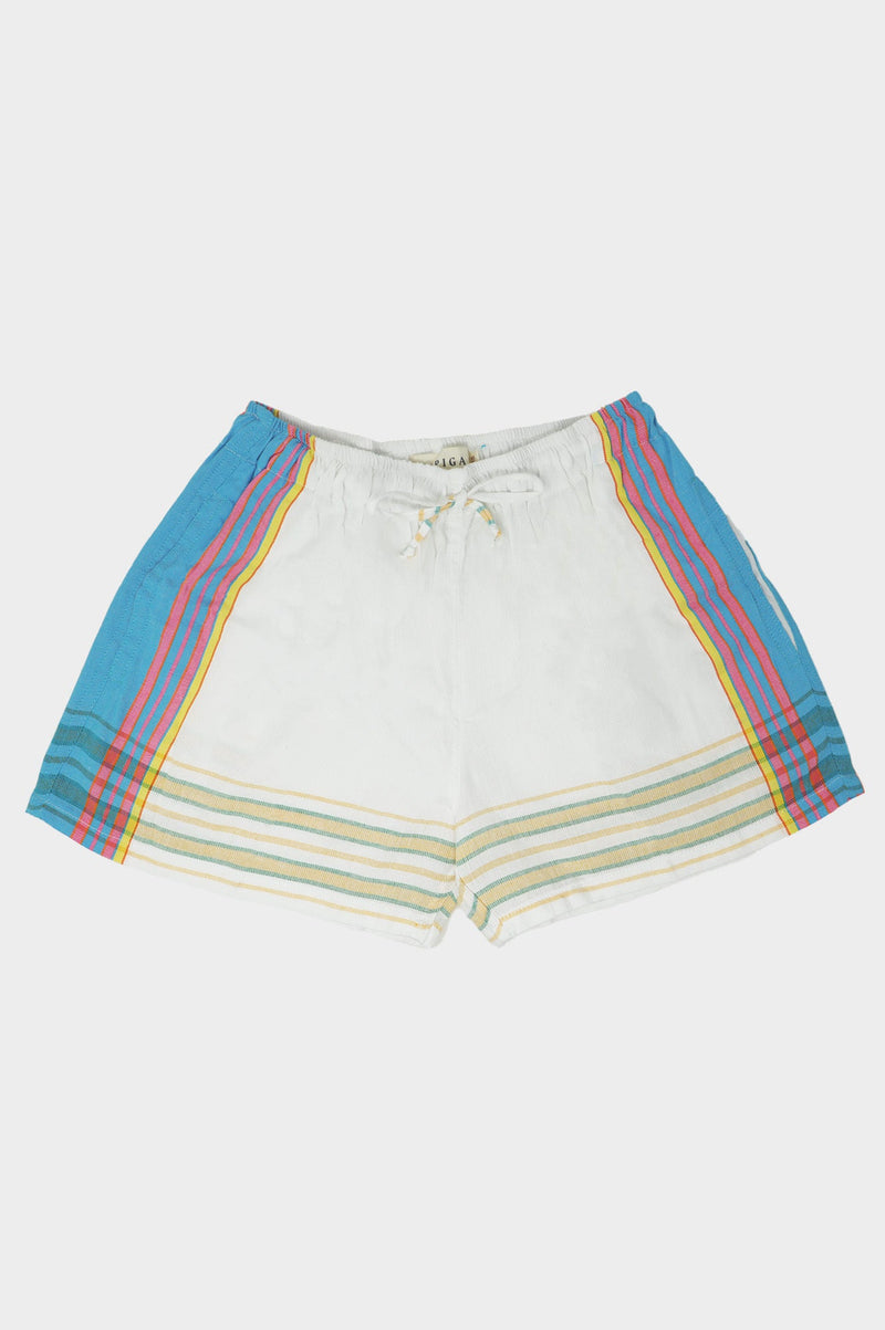 Kikoy Short Shorts | White/Turquoise