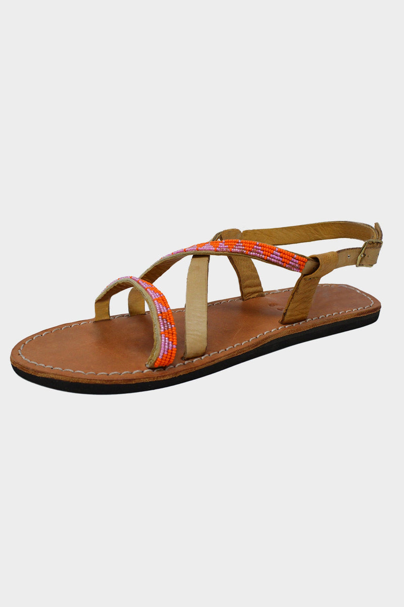 Lara Leather Sandals | Pink/Orange