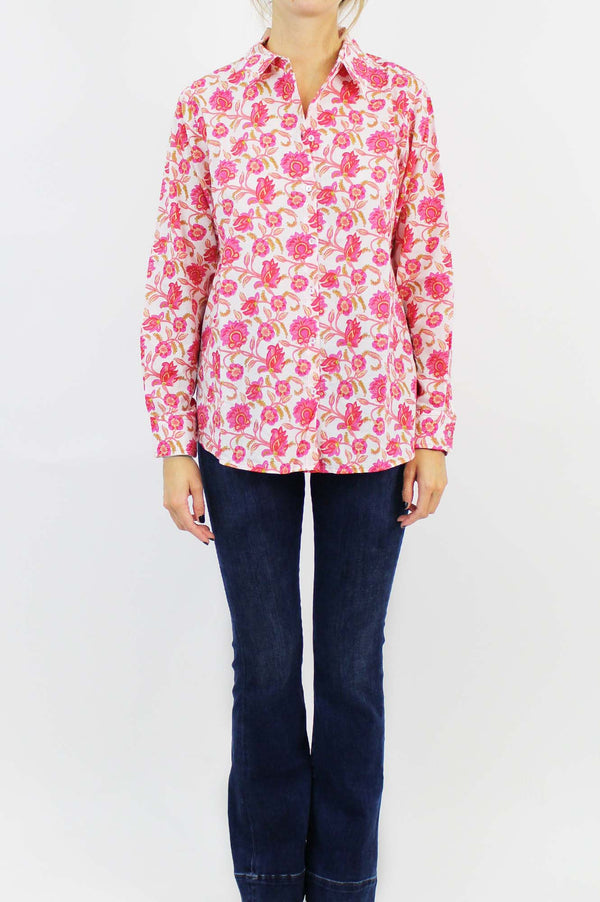 Women's Collared Shirt | Hot Flower Pink