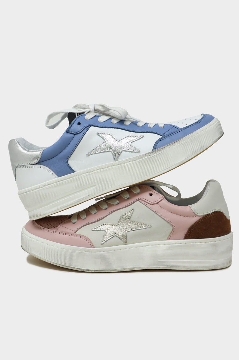 Vintage Effect Star Trainers | Pink/White