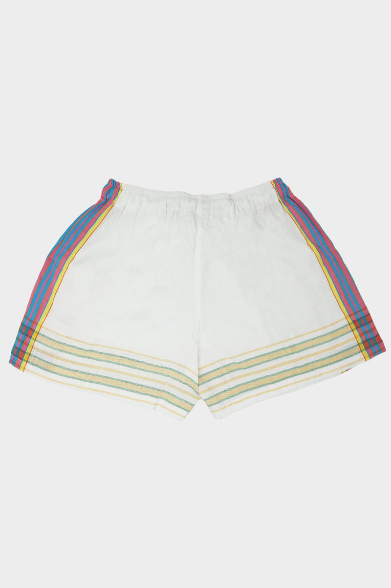 Kikoy Short Shorts | White/Turquoise
