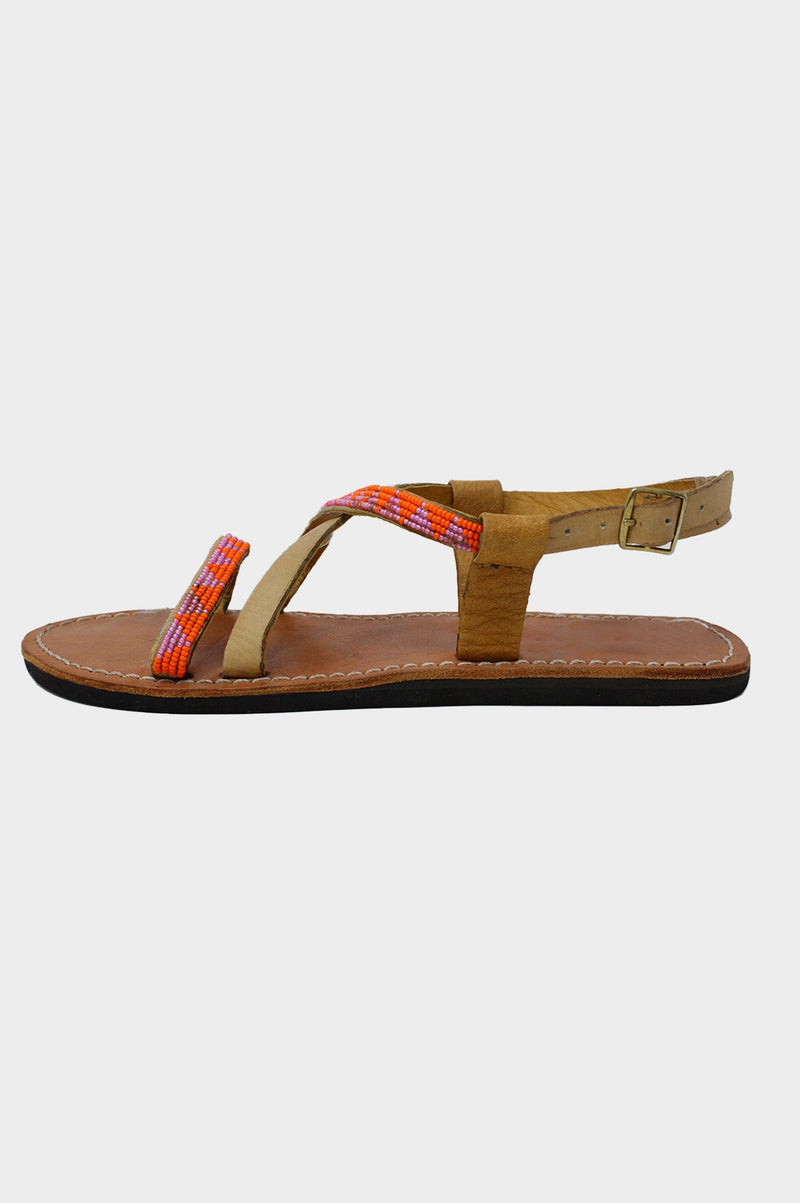 Lara Leather Sandals | Pink/Orange