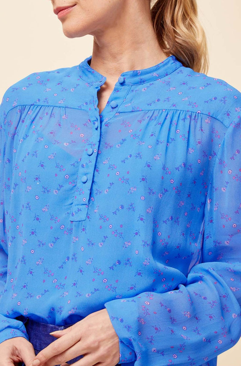 Malina Blouse | Blue/Pink