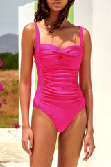 Recycled-Ruched-Swimsuit-Pink