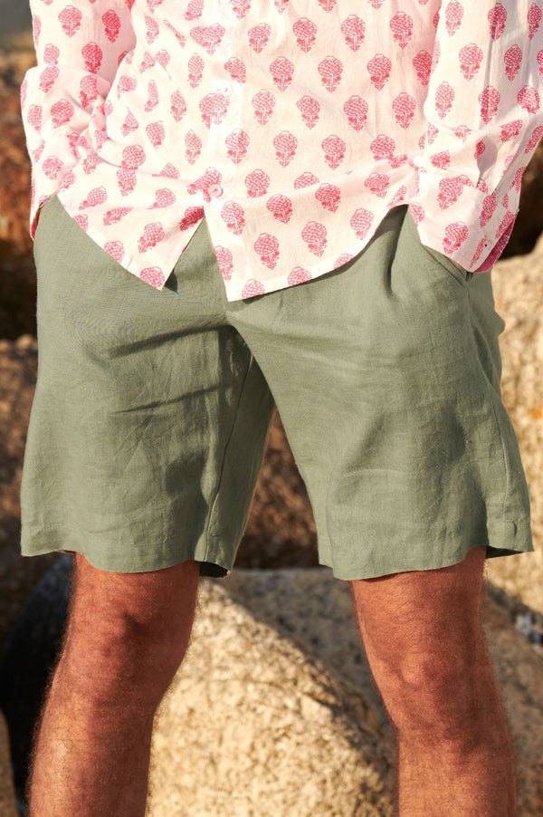 Men's-Premium-Linen-Shorts-Khaki