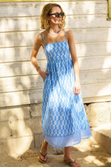 Delsie Dress | Rose Paisley Blue
