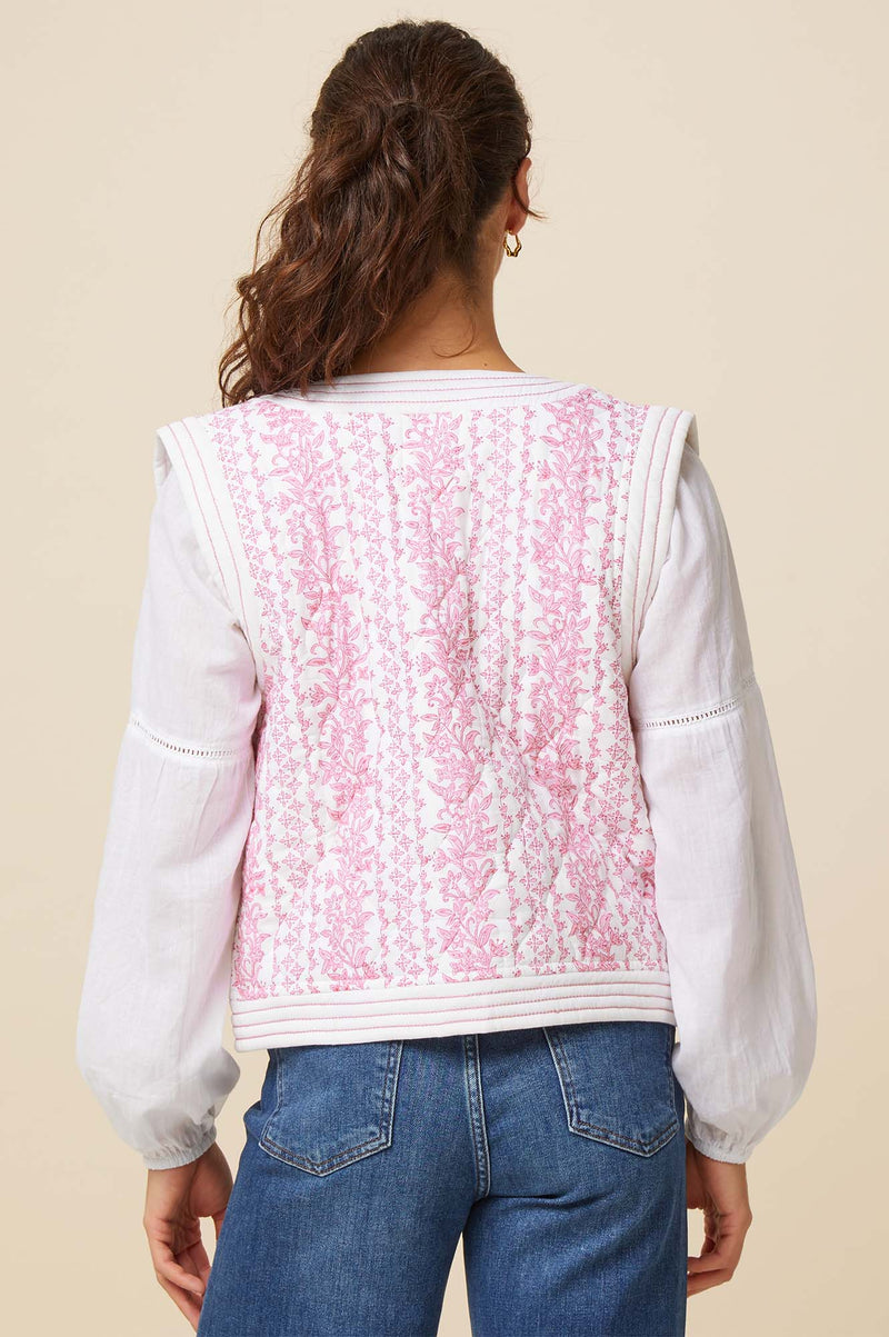 Nola Quilted Gilet | Lily Line Pink