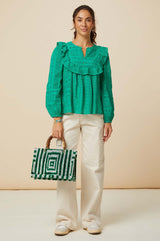 Rochelle Broderie Blouse | Green