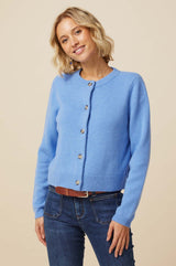 Merino Wool Brittany Cardigan | Serene Blue