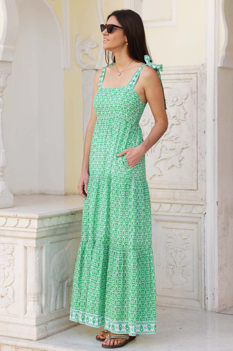 Tabitha Dress | Pop Flower Green/White