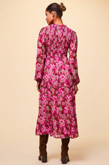 Arabelle Dress | Hazy Floral Burgundy/Pink