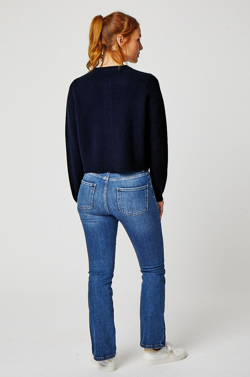 Merino Wool Brittany Cardigan | Navy