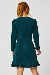 Vivienne Stretch Corduroy Short Dress | Teal