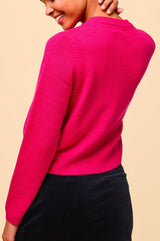 Merino Wool Brittany Cardigan | Party Pink