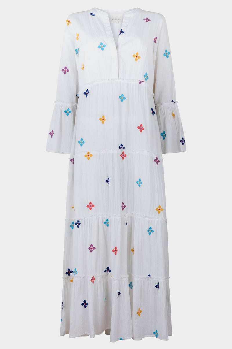 Florence-Maxi-Kaftan-White-Multi