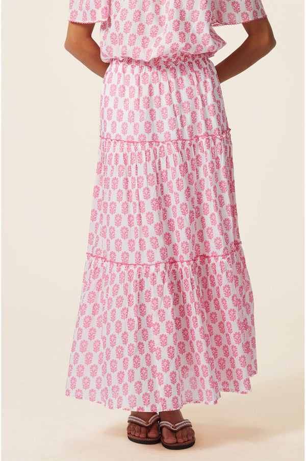 Bea Organic Cotton Skirt | White/Pink