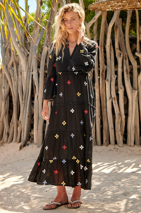 Florence-Embroidered-Organic-Cotton-Kaftan-Black-Multi