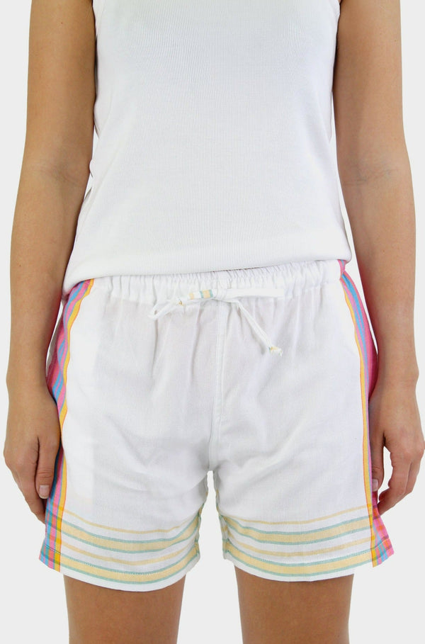 Kikoy Short Shorts | White/Pink