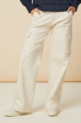 Erin Cargo Straight Leg Jeans | Cream