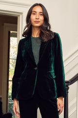 Asha Velvet Blazer | Emerald