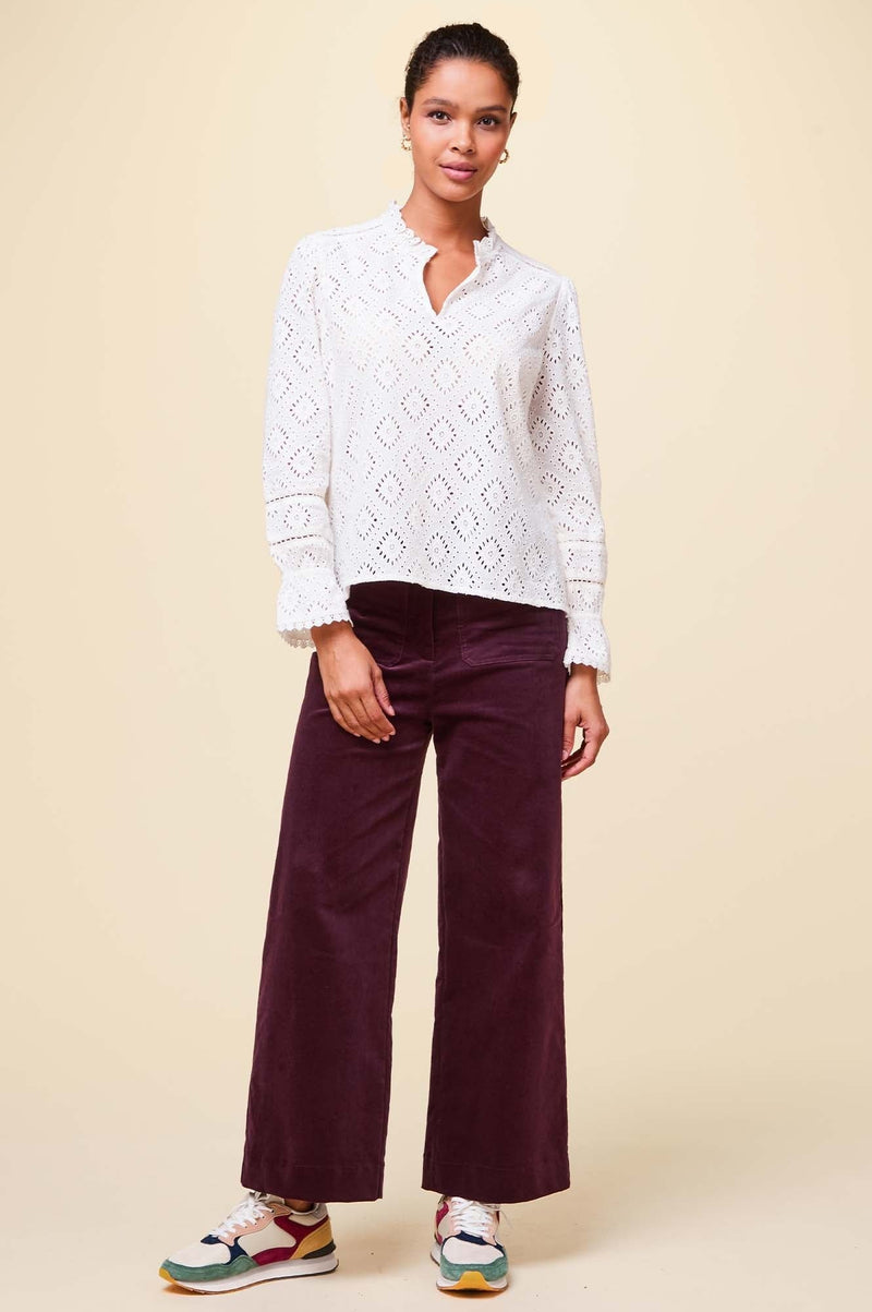 Kendal Cropped Corduroy Trouser | Burgundy