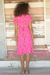Chelsea EcoVero™ Wrap Dress | Clematis Vines Mono Pink/Pink