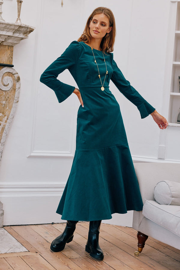 Rachel Stretch Corduroy Dress | Teal