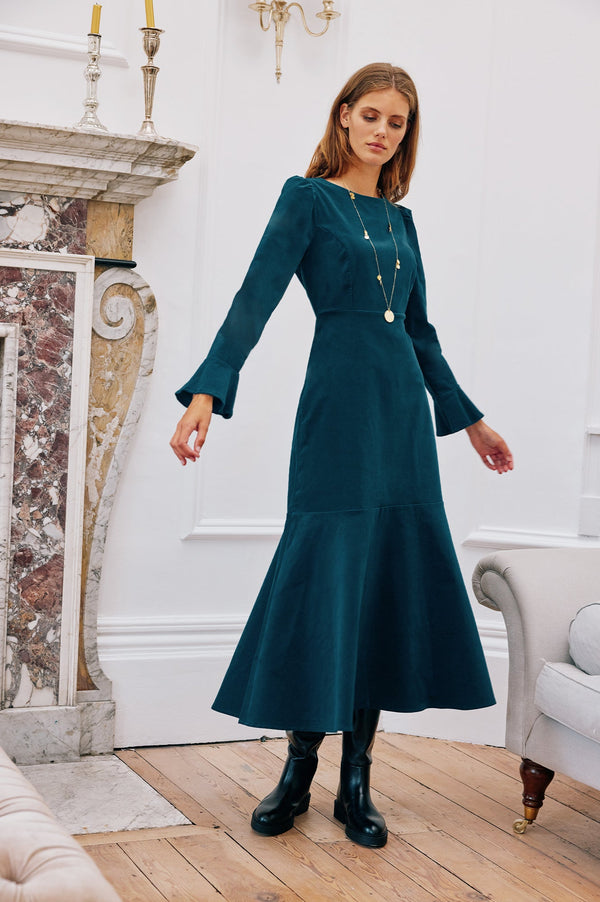 Rachel Stretch Corduroy Dress | Teal