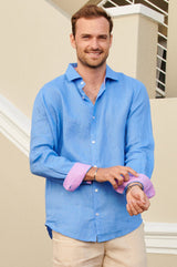 Men's-Linen-Shirt-Marina-Blue