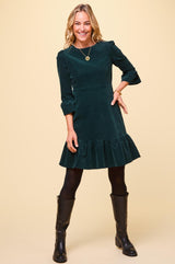 Victoria Mini Stretch Corduroy Dress | Bottle Green