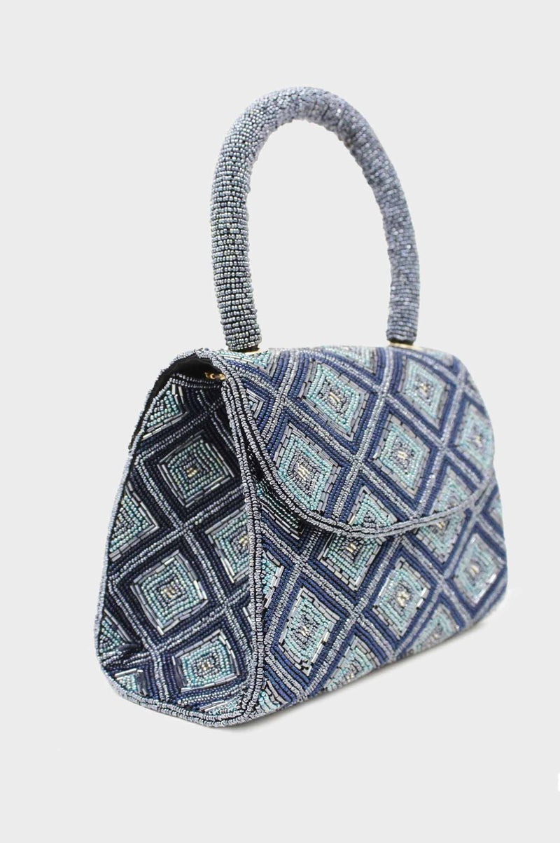 Beaded Handbag | Tonal Blue/Bullet