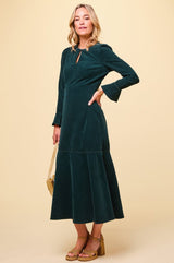 Paloma Round Neck Long Sleeve Dress | Bottle Green