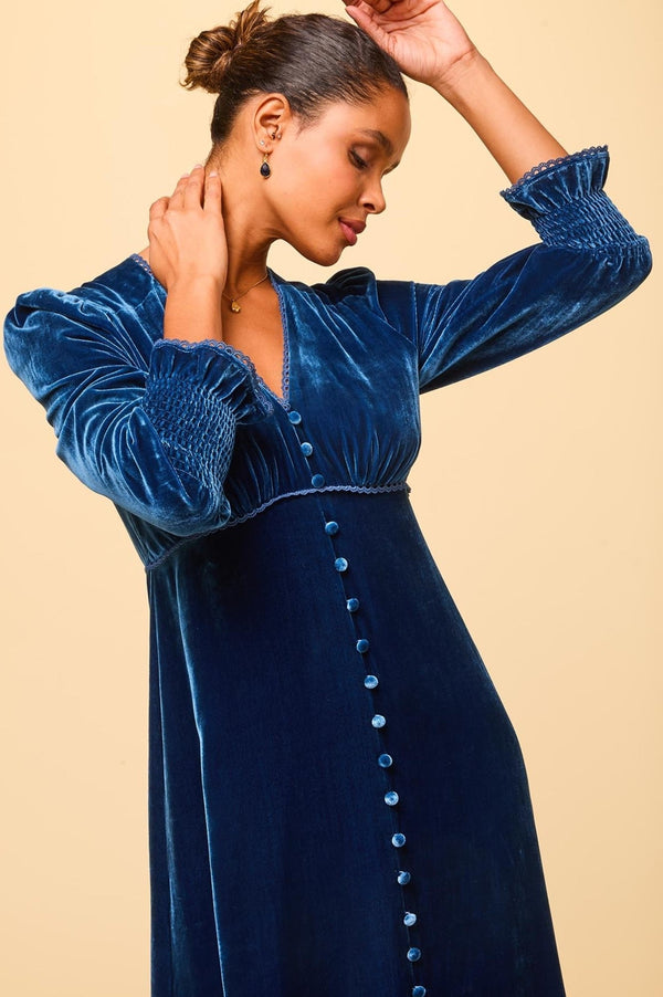 Long Sleeve Velvet Sally Anne | Blue Sapphire