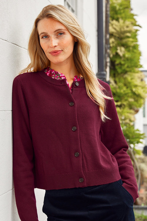 Merino Wool Brittany Cardigan | Wine