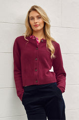 Merino Wool Brittany Cardigan | Wine