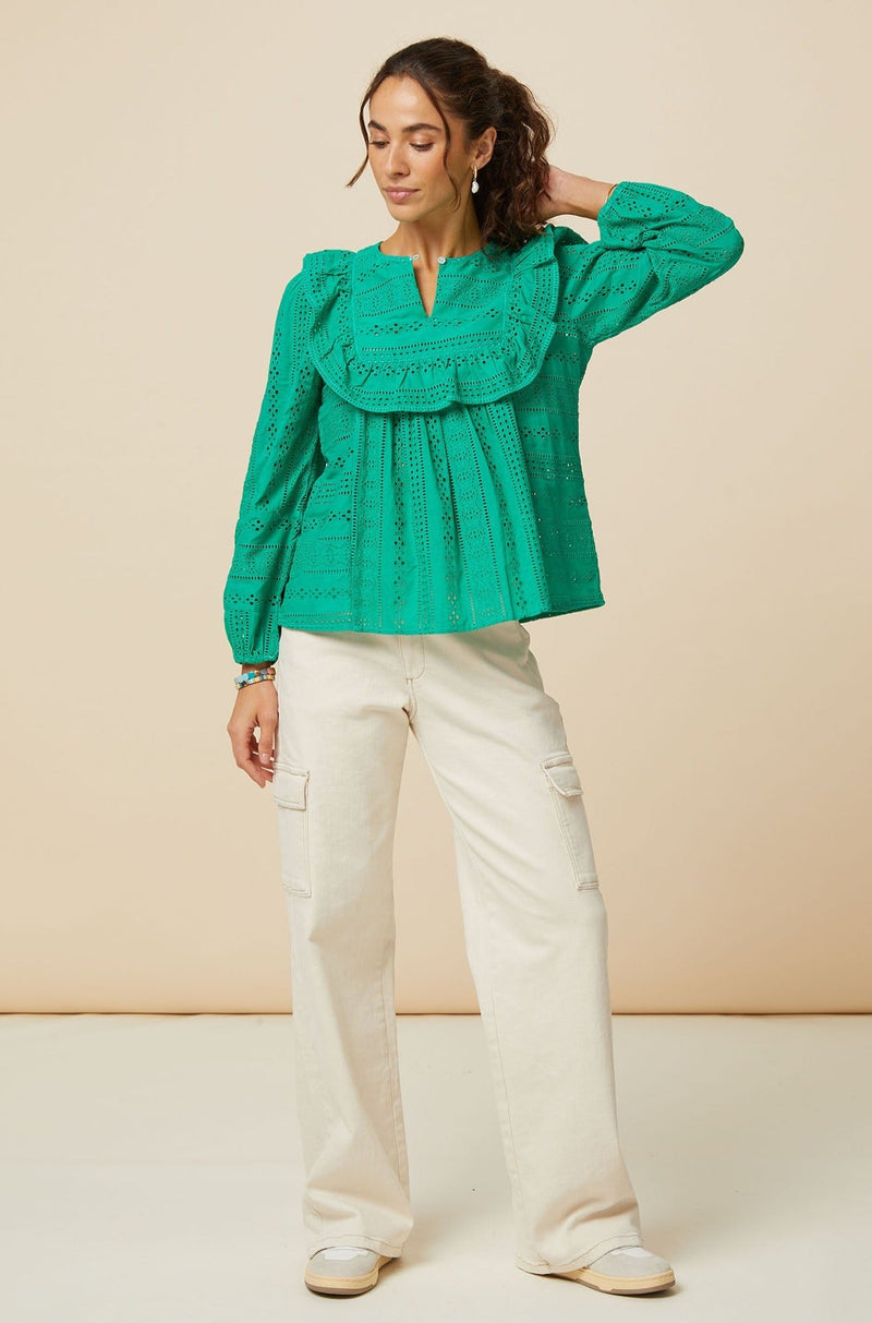 Rochelle Broderie Blouse | Green