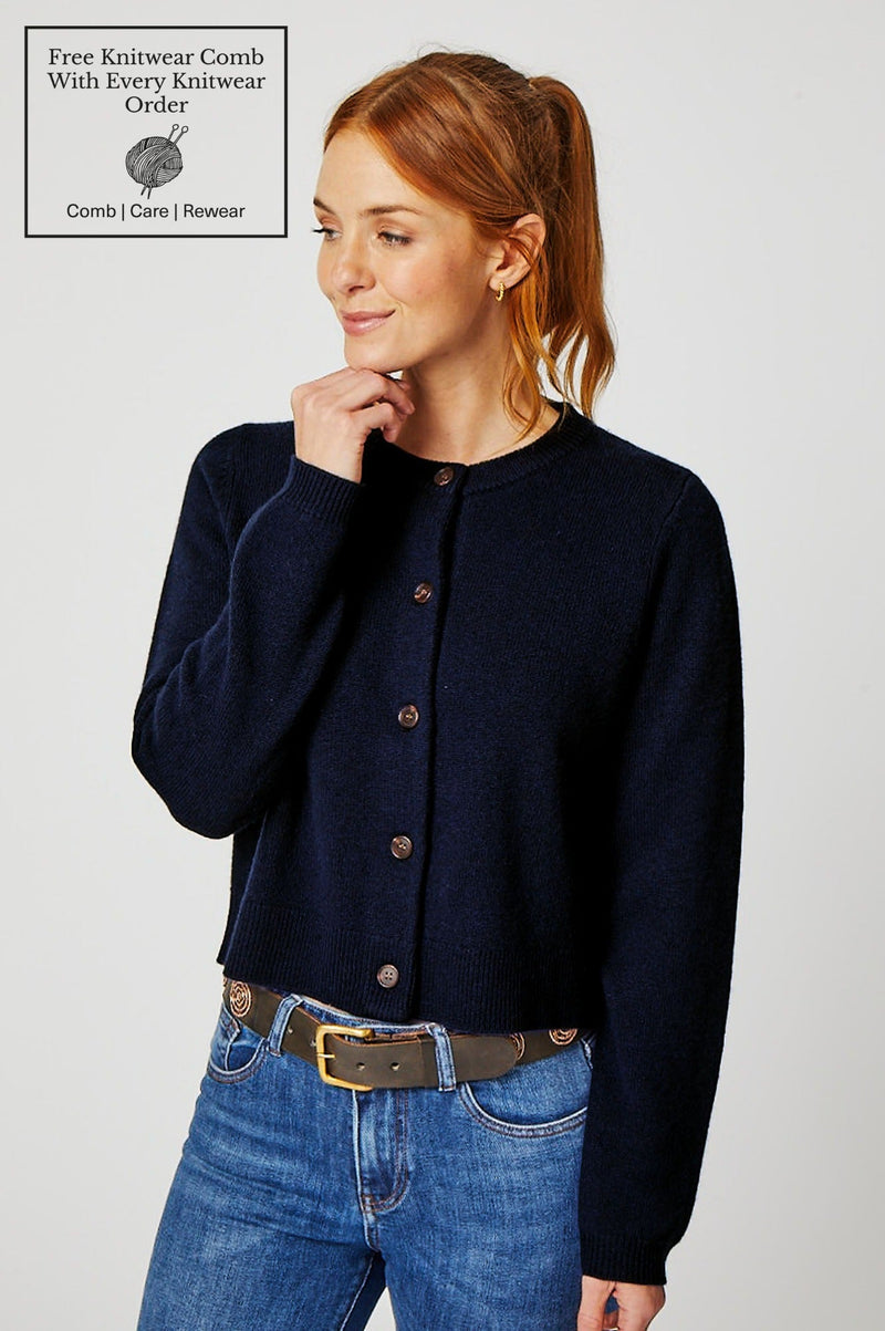 Merino Wool Brittany Cardigan | Navy