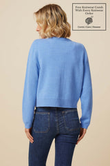 Merino Wool Brittany Cardigan | Serene Blue