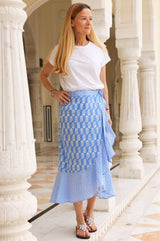 April Cotton Wrap Skirt | Rose Paisley Blue