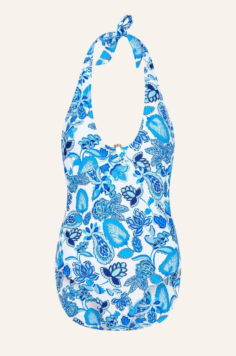 Halter Neck Recycled Swimsuit | Paisley Blue