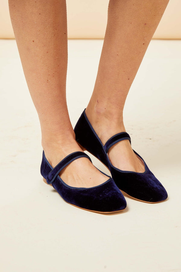 Velvet Mary Jane | Navy