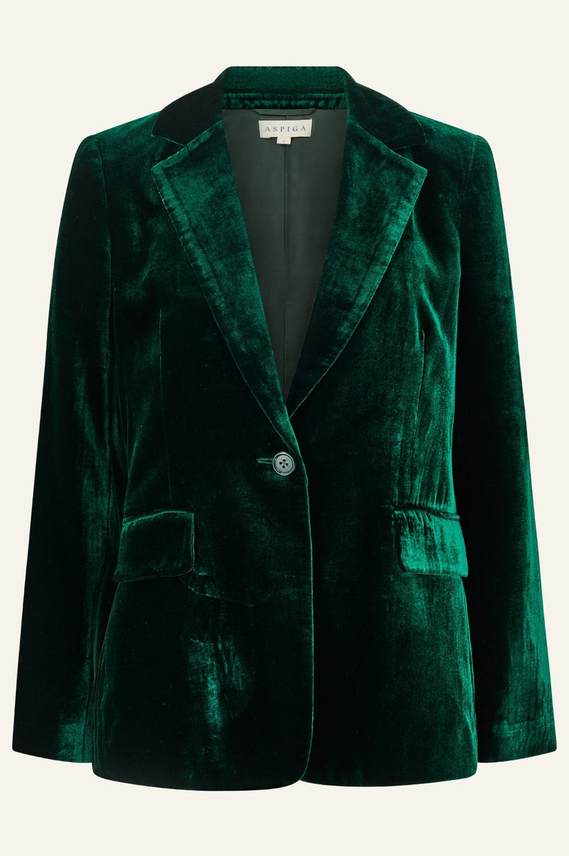 Asha Velvet Blazer | Emerald