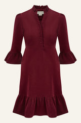 Percy Short Stretch Corduroy Dress | Wine