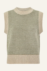 Merino Wool Jacquard Short Tank | Detail Green/Natural