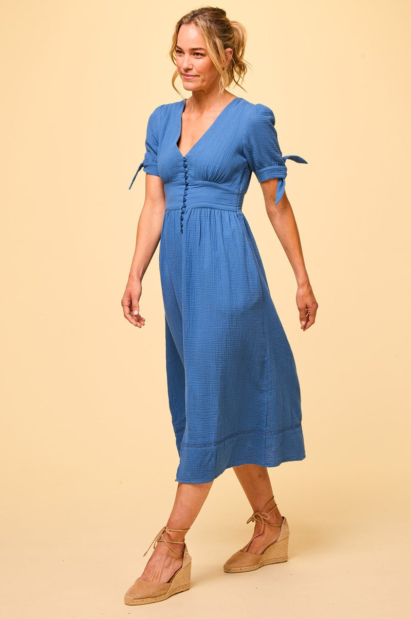 Olga Cheesecloth Dress | Marina Blue