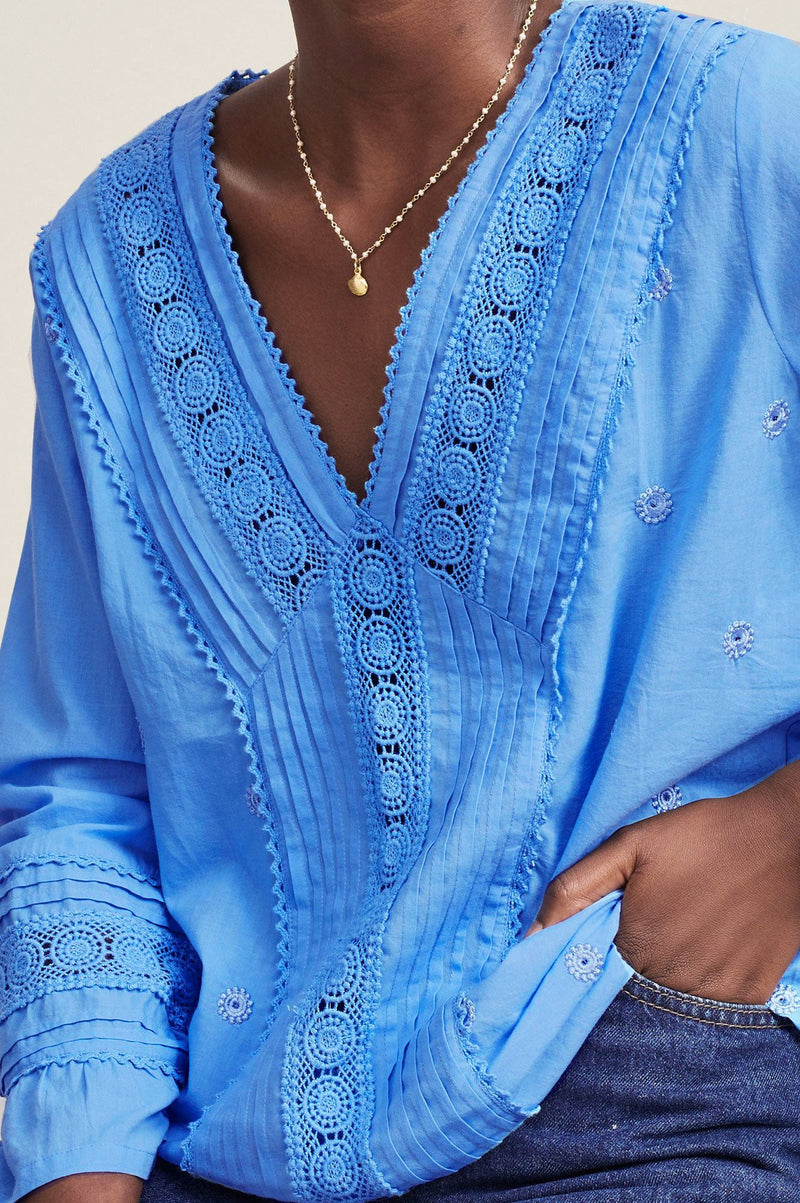 Valentina Embroidered Blouse | Marina Blue