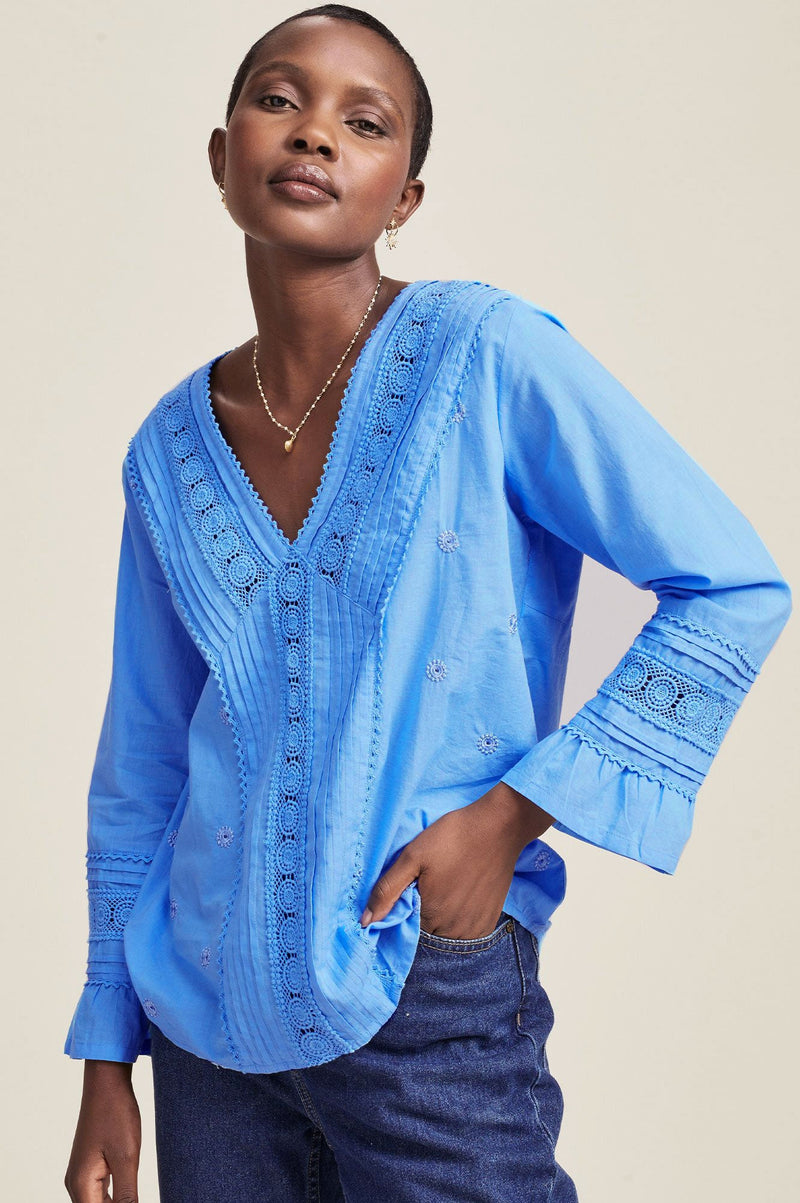 Valentina Embroidered Blouse | Marina Blue